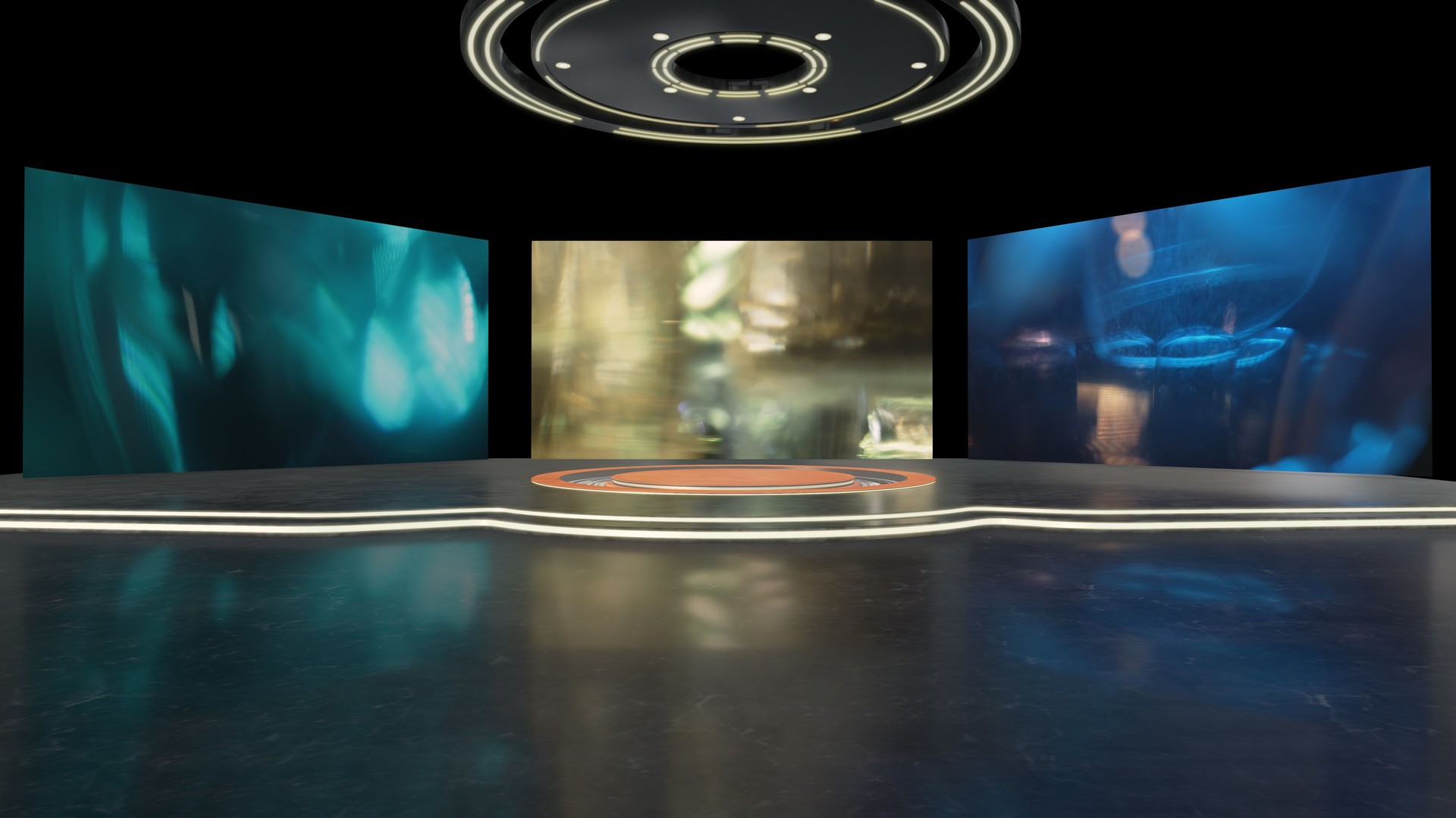 Television studio, virtual studio set. ideal for green screen compositing.